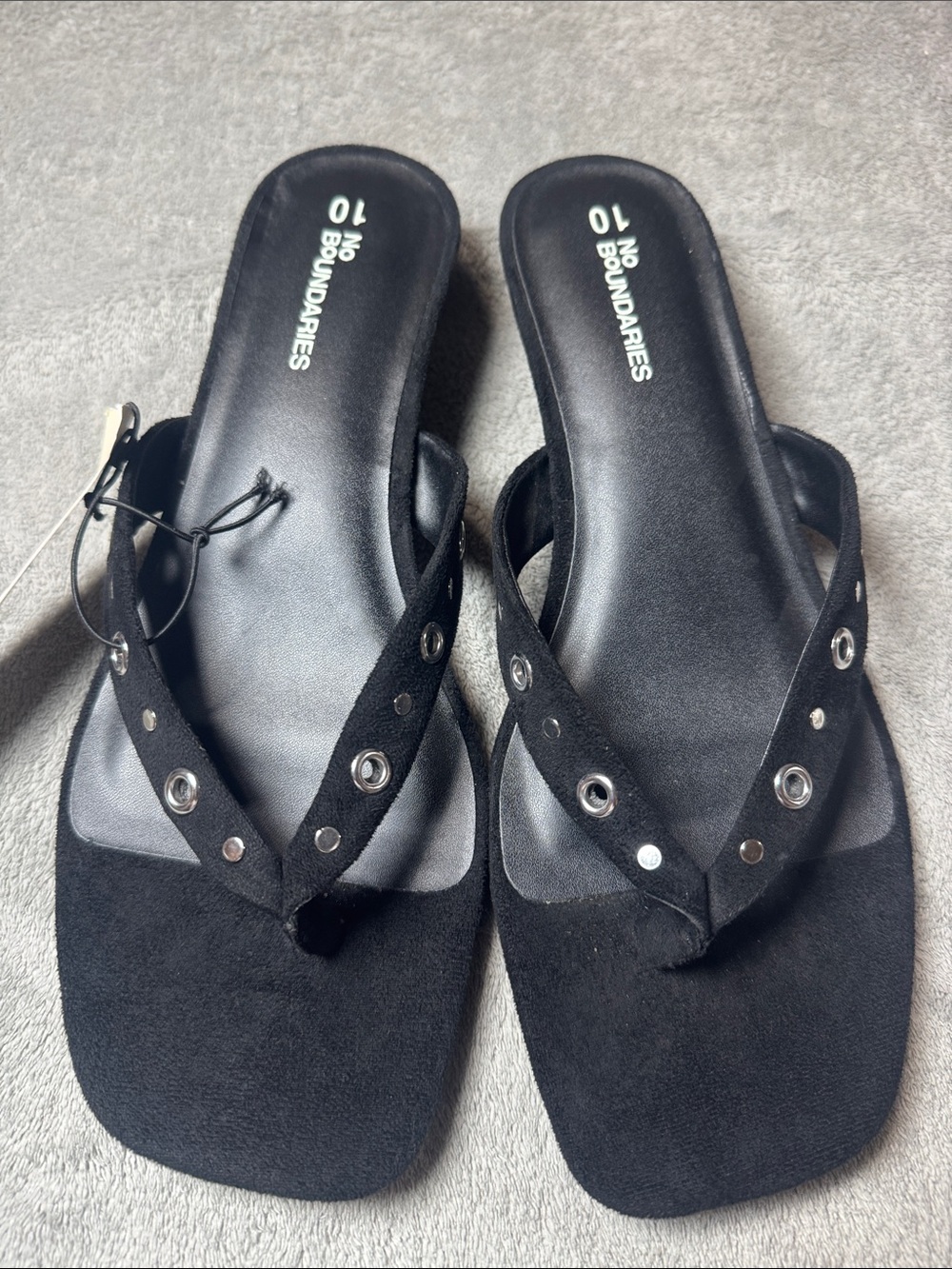 No Boundaries Black Studded Thong Sandals
